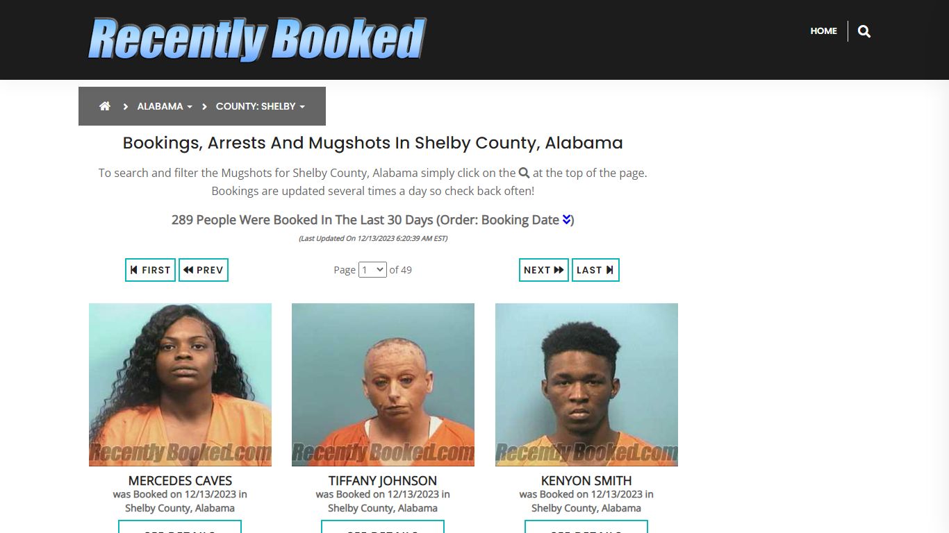 Recent bookings, Arrests, Mugshots in Shelby County, Alabama